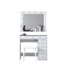 Hanah Home Mesa de Maquillaje Blanca con Espejo de 11 Focos y Puff